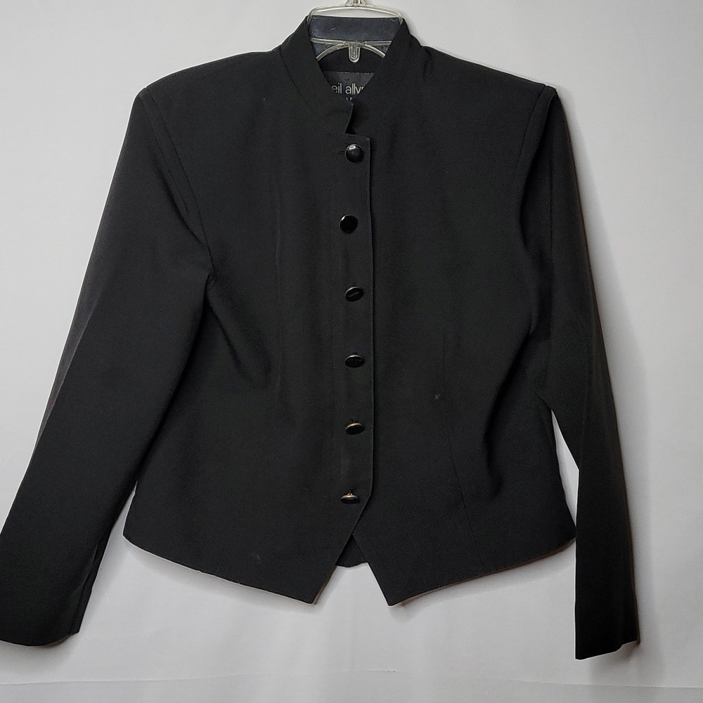Neil Allyn black military zip up button accent blazer jacket sz Small